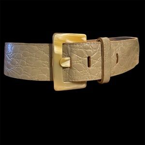 Vintage Jill Stuart Leather Belt with Tortoise Shell Buckle
